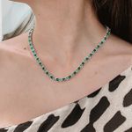 Colar Riviera Corações Verdes Prata 925 