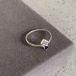 Anel Pedra Dupla Cristal e Azul Prata 925