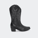 Bota Villa Griffe Western Bordado Preto