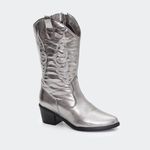 Bota Villa Griffe Western Bordado Prata Velho