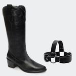 Bota Villa Griffe Western Austin Cano Longo - Preto