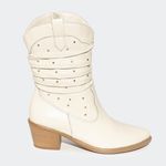 Bota Villa Griffe Western Selena Cano Médio - Off White