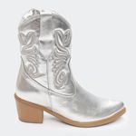 Bota Villa Griffe Western Texas Cano Curto - Prata