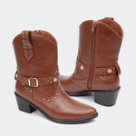 Bota Western Katy Cano Curto Castanho Villa Griffe 