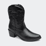 Bota Western New Texas Cano Curto Preta Villa Griffe 