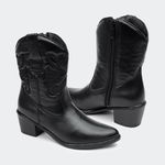 Bota Western New Texas Cano Curto Preta Villa Griffe 