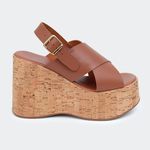 Sandália Flatform Jordana Camel Villa Griffe 