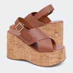 Sandália Flatform Jordana Camel Villa Griffe 