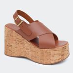 Sandália Flatform Jordana Camel Villa Griffe 