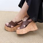 Sandália Flatform Jordana Café Villa Griffe 