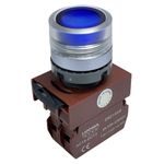 Botão Faceado Azul 22mm 1na + Bloco de Iluminação 220V