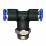 Conexão Pneumatica Tee Central Fluir Tubo 06mm x Rosca 1/4 BSP 