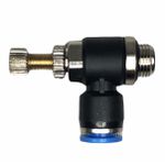 Conexão Pneumatica Cotovelo C/ Controle De Fluxo Fluir 06mm