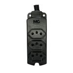 Tomada Múltipla 3 Tomadas 2P+T 10A Preto- Margirius