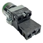 Botão Faceado Metálico Iluminado Verde 22mm 1na 220V