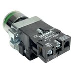 Botão Faceado Metálico Iluminado Verde 22mm 1na 220V