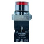 Botão Faceado Metálico Iluminado Vermelho 22mm 1nf 220V