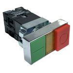 Botão Duplo Iluminado Metálico 22mm 1na + 1nf Verde/Vermelho