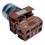 Botão Faceado Azul 22mm 1na + Bloco de Iluminação 220V