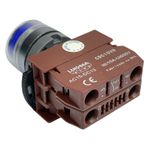 Botão Faceado Azul 22mm 1na + Bloco de Iluminação 220V