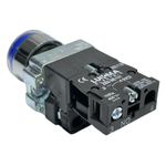 Botão Faceado Metálico Iluminado Azul 22mm 1na 220V