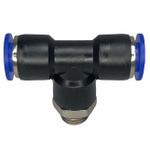 Conexão Pneumatica Tee Central Fluir Tubo 10mm x Rosca 1/4 BSP 