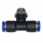 Conexão Pneumatica Tee Central Fluir Tubo 08mm x Rosca 1/4 BSP 