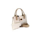 KIT BOLSA LUXO FEMININA ESTILO PASTA MARFIM+UMA CARTEIRA-VINLENE