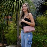 BOLSA FEMININA FESTA TRANSVERSAL CORRENTE GRAFITE AMÊNDOA -VINLENE