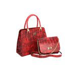 KIT DE BOLSA ESTILO BAÚ TRANSVERSAL CROCO VERMELHA-VINLENE