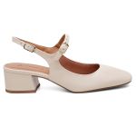 Mocassim salto bloco Celeste Nude