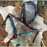 Conjunto de Peiteira e Cabeçada Miçanga Azul Tiffany 