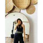 BLUSA FLORAL PRETA FARM P