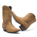 Bota Feminina 2 em 1 - Dallas Bambu - Western - Bico Fino - Cano Curto - Solado Genova - Vimar Boots - 11142-A-VR-PL002