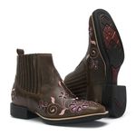 Botina Feminina - Atlanta Café / Rosa- Roper - Bico Quadrado - Solado VTS - Vimar Boots - 12152-B-VR