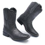 Bota Texana Feminina - Full Glitter Preto - Roper - Bico Quadrado - Cano Medio - Solado Freedom Flex - Vimar Boots - 13083-A-VR