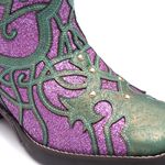 Bota Texana Feminina - Fóssil Flex Azul Dourado / Glitter Rosa - Roper - Bico Quadrado - Cano Longo - Solado Freedom Flex - Vimar Boots - 13089-I-VR