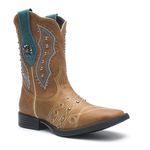 Bota Texana Feminina - Dallas Bambu / Dallas Celeste - Roper - Bico Quadrado - Cano Curto - Solado Freedom Flex - Vimar Boots - 13091-B-VR