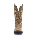 Bota Texana Feminina - Dallas Bambu / Glitter Max Ouro - Roper - Bico Quadrado - Cano Longo - Solado Freedom Flex - Vimar Boots - 13102-B-VR