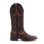 Bota Texana Feminina - Mustang Café / Fóssil Caramelo - Roper - Bico Quadrado - Cano Longo - Solado Nevada - Vimar Boots - 13103-D-VR