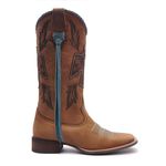 Bota Texana Feminina - Fóssil Caramelo / Castanho / Celeste - Roper - Bico Quadrado - Cano Longo - Solado Nevada - Vimar Boots - 13107-A-VR