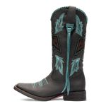 Bota Texana Feminina - Fóssil Preto / Celeste - Roper - Bico Quadrado - Cano Longo - Solado Freedom Flex - Vimar Boots - 13107-B-VR