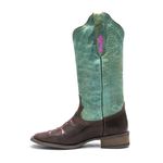 Bota Texana Feminina - Texas Café / Azul Dourado / Glitter Rosa - Roper - Bico Quadrado - Cano Longo - Solado Nevada - Vimar Boots - 13117-A-VR