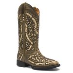 Bota Texana Feminina - Dallas Tabaco / Craquelê Ouro - Roper - Bico Quadrado - Cano Longo - Solado VTS - Vimar Boots - 13119-A-VR