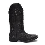 Bota Texana Feminina - Fóssil Preto / Craquelê Preto - Roper - Bico Quadrado - Cano Longo - Solado Freedom Flex - Vimar Boots - 13119-B-VR