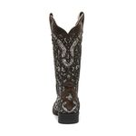 Bota Texana Feminina - Atlanta Brown / Glitter Preto com Prata - Roper - Bico Quadrado - Cano Longo - Solado Freedom Flex - Vimar Boots - 13119-F-VR