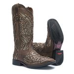 Bota Texana Feminina - Dallas Castor / Craquelé Bronze - Roper - Bico Quadrado - Cano Longo - Solado Freedom Flex - Vimar Boots - 13119-G-VR