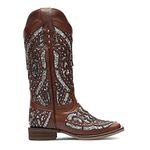 Bota Texana Feminina - Atlanta Café / Glitter Max Preto com Prata - Roper - Bico Quadrado - Cano Longo - Solado Nevada - Vimar Boots - 13119-H-VR