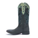 Bota Texana Feminina - Fóssil Preto / Glitter Preto - Roper - Bico Quadrado - Cano Longo - Solado Freedom Flex - Vimar Boots - 13120-B-VR