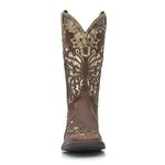 Bota Texana Feminina - Dallas Castor / Ouro / Glitter Ouro - Roper - Bico Quadrado - Cano Longo - Solado Freedom Flex - Vimar Boots - 13120-C-VR